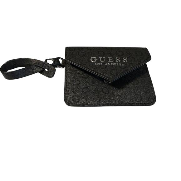 Guess Los Angeles Small Coin Purse Black Snaps With Strap - Picture 1 of 4